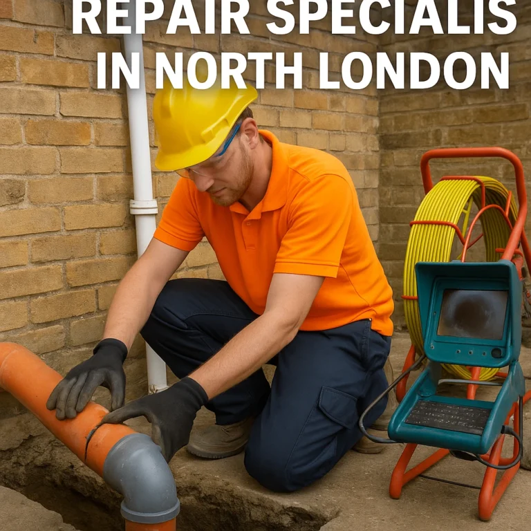 drainage repair specialist in North London from Drainova fixing a damaged drain pipe